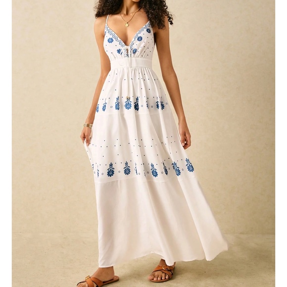 Boho Floral Print Adjustable Cami Criss Cross Straps Maxi Dress - Picture 3 of 5